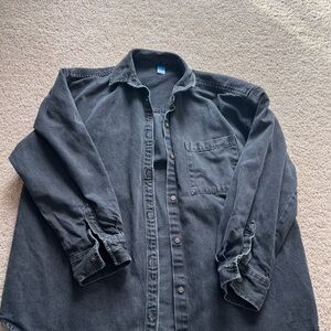 Black Denim Button-Up oversized Shirt
